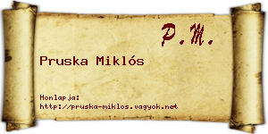 Pruska Miklós névjegykártya